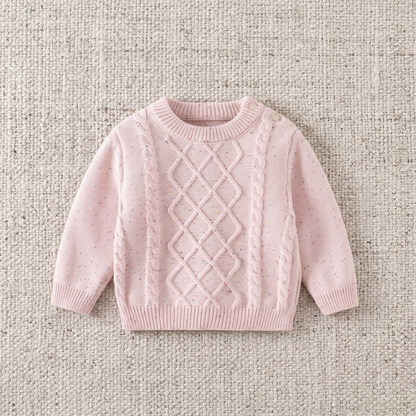 Lilo Girls Cable Knit Jumper - Pink Speckle