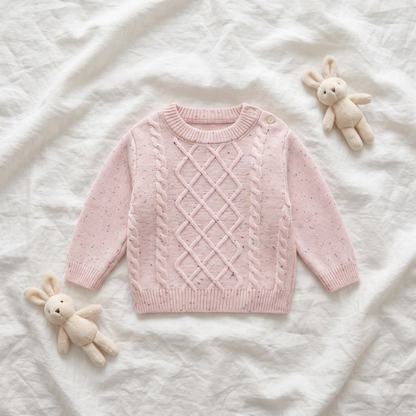Lilo Girls Cable Knit Jumper - Pink Speckle