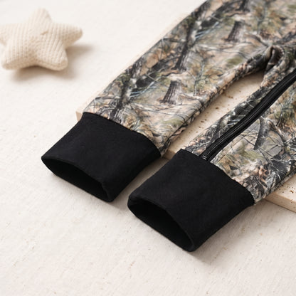 Dusk Leaves Baby Zip Romper