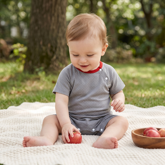 Lilo Baby Jumper in Rust Trim Dot