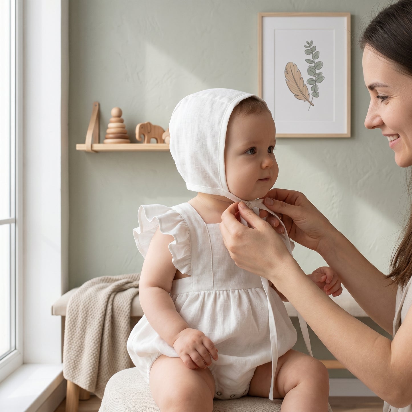 Baby Lilo Ruffle Linen Romper