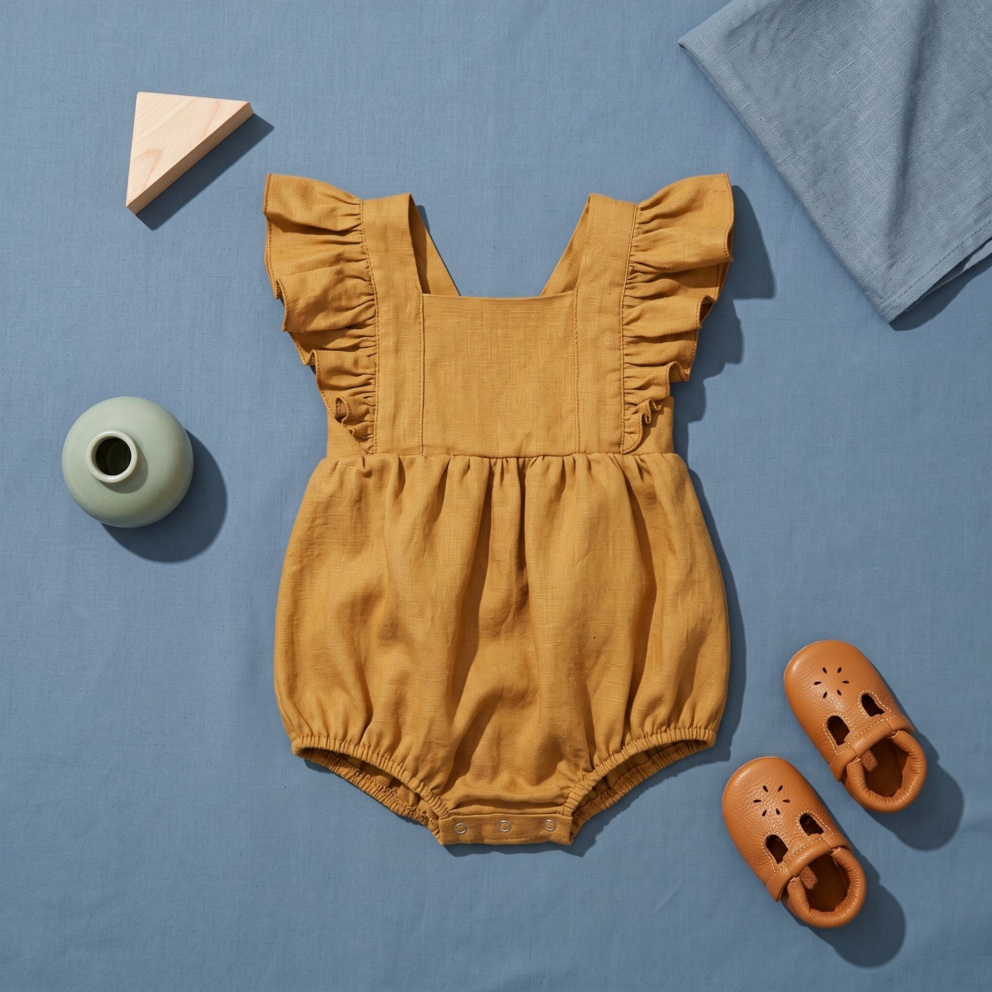 Baby Lilo Ruffle Linen Romper