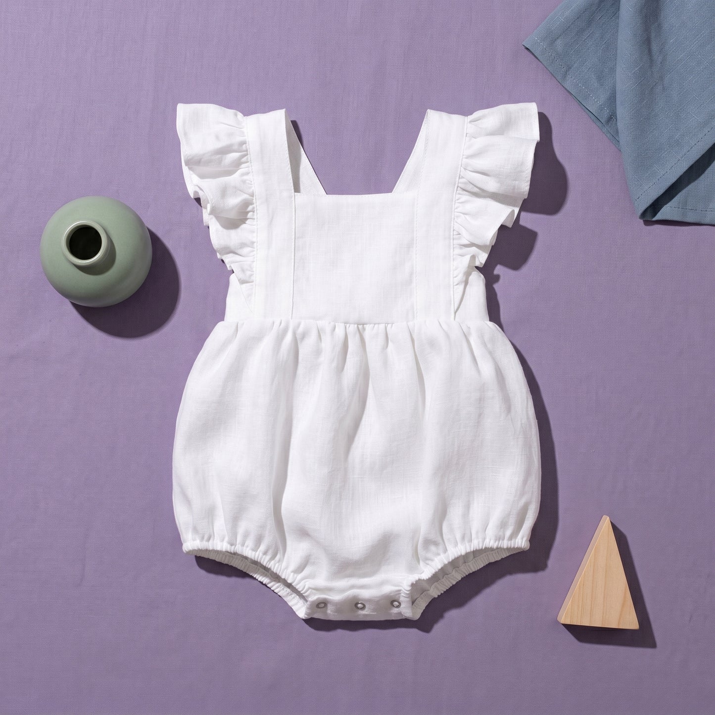 Baby Lilo Ruffle Linen Romper