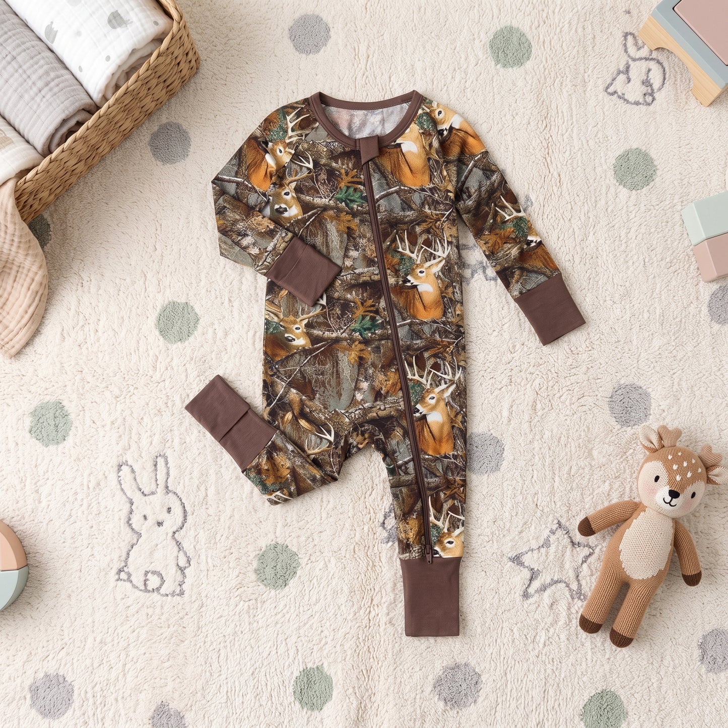 Wild Deer Baby Zip Romper