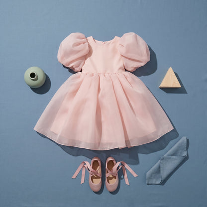 Baby Lilo Organza Puff Sleeve Midi Dress
