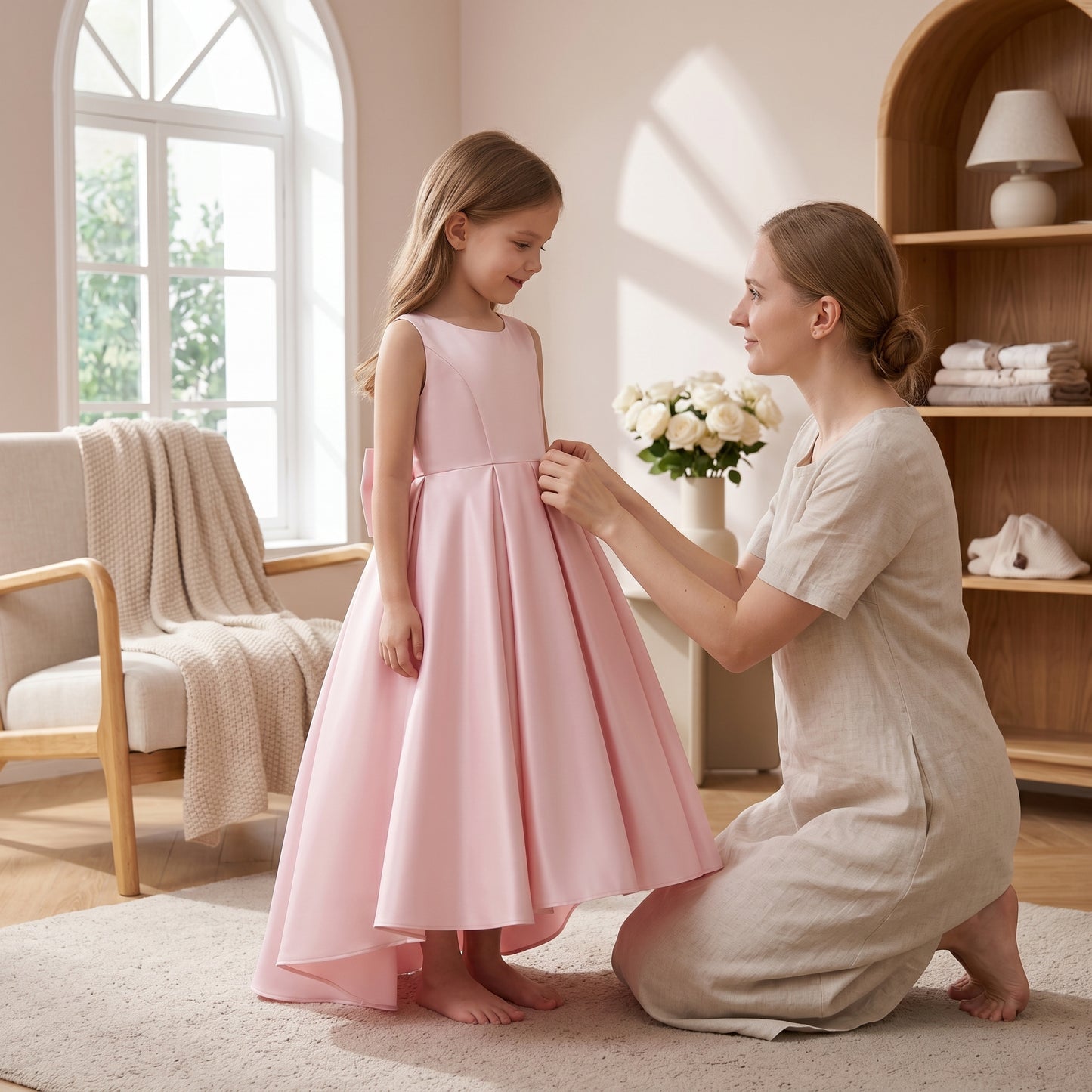 Baby Lilo Satin Bow Maxi Dress