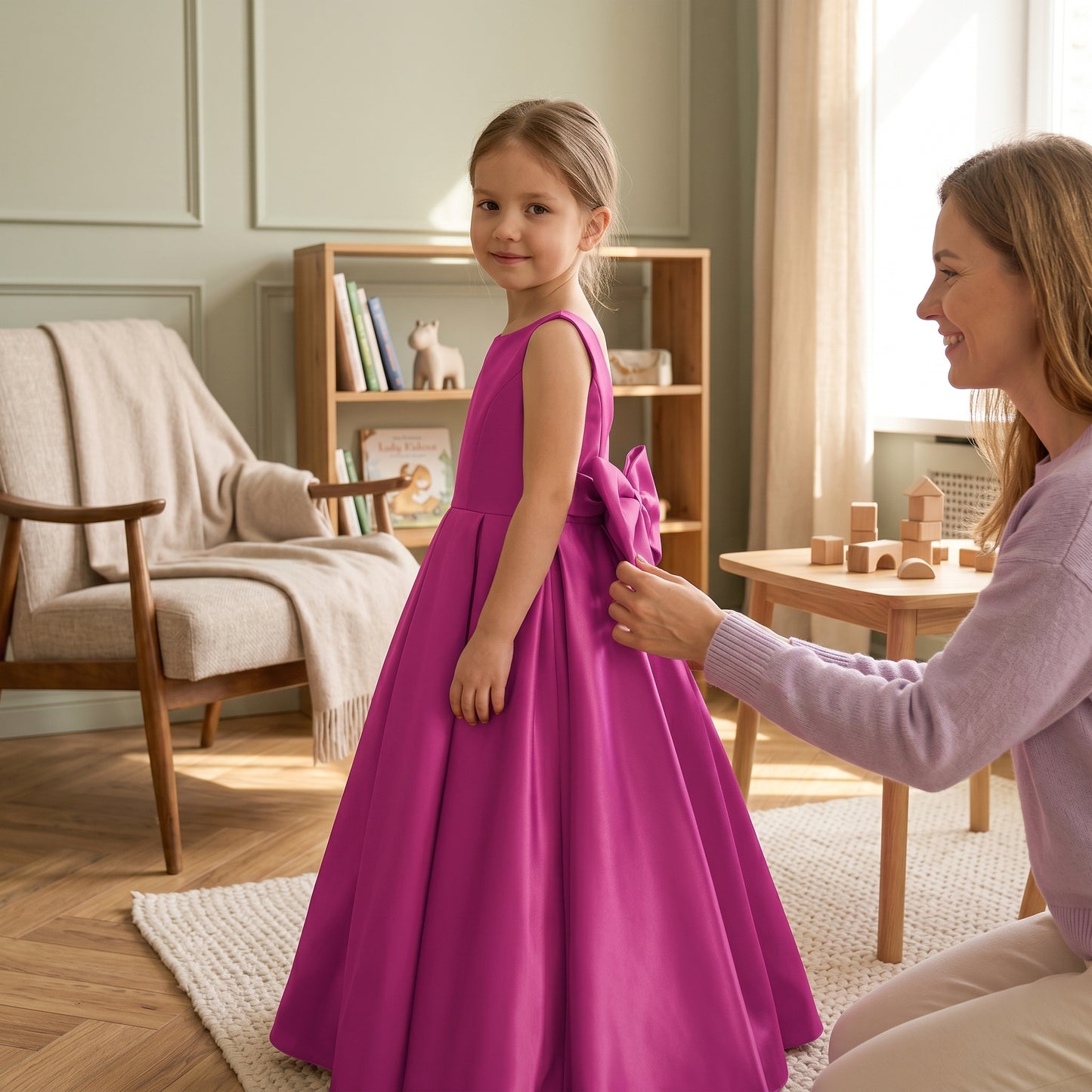 Baby Lilo Satin Bow Maxi Dress