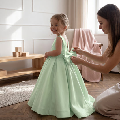 Baby Lilo Satin Bow Maxi Dress