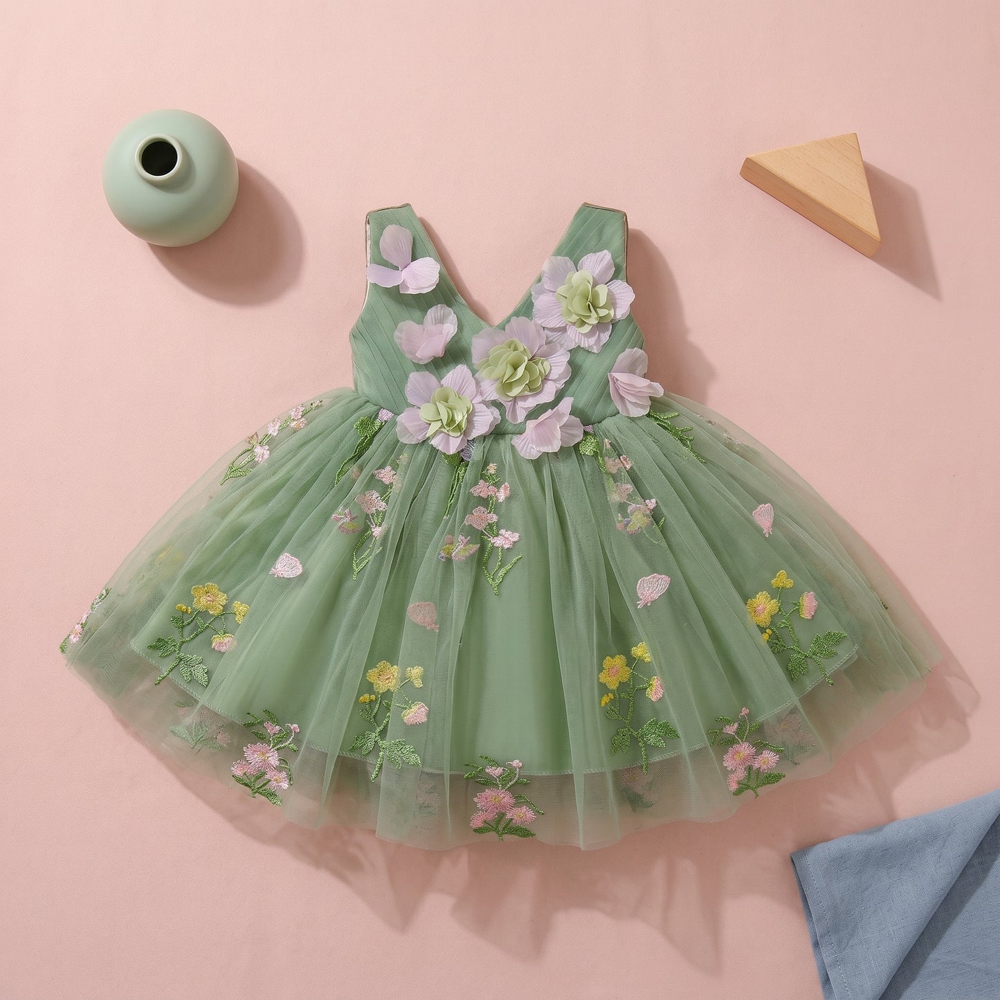 Baby Lilo Rosette Mesh Midi Dress