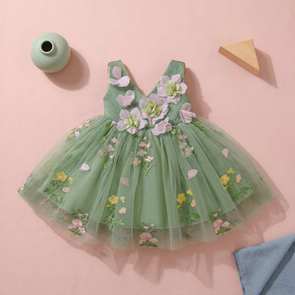 Baby Lilo Rosette Mesh Midi Dress