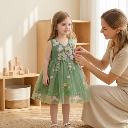 Baby Lilo Rosette Mesh Midi Dress