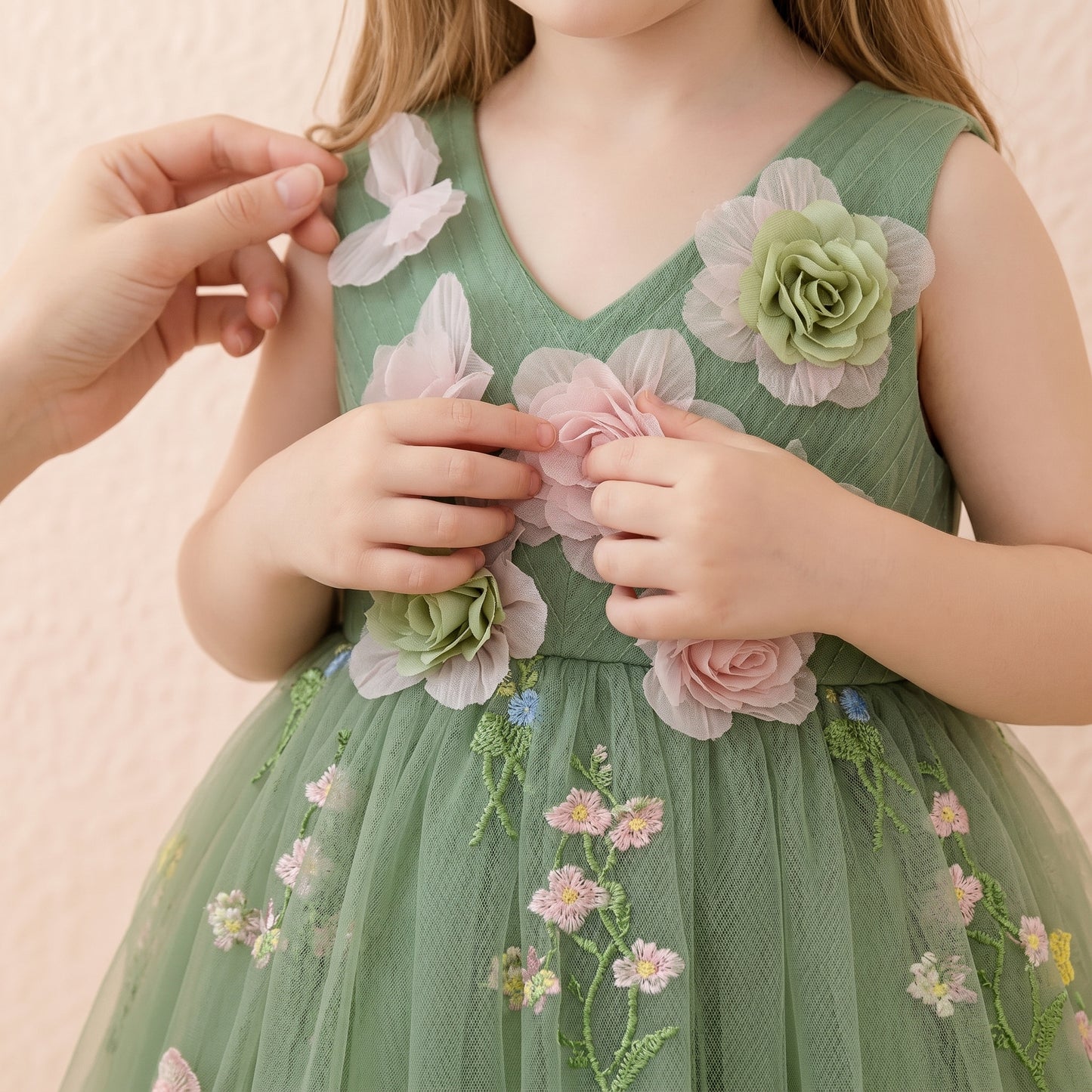 Baby Lilo Rosette Mesh Midi Dress