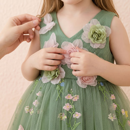 Baby Lilo Rosette Mesh Midi Dress