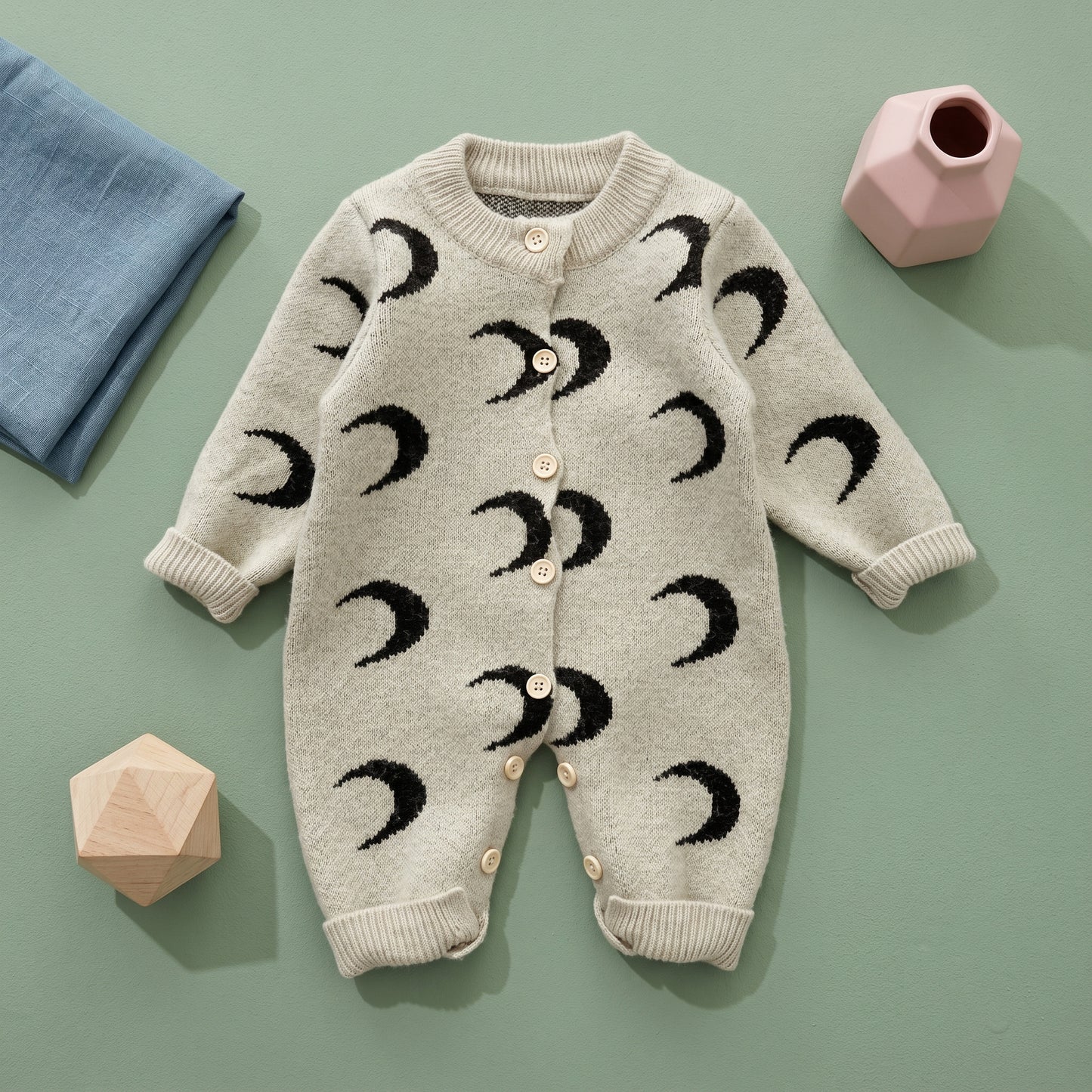 Baby Lilo Moon Print Knit Baby Jumpsuit
