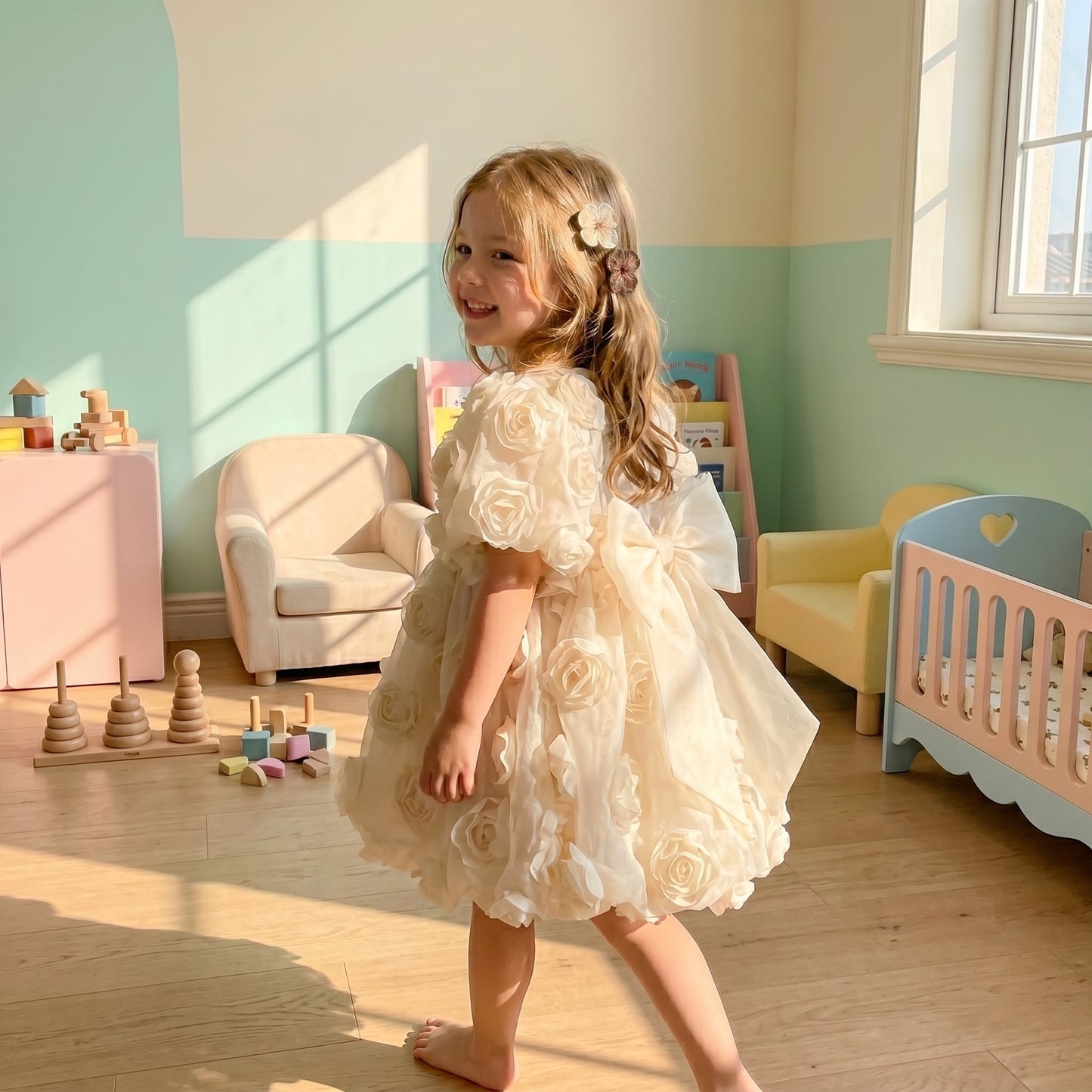Baby Lilo Floral Big Bow Girls Dress