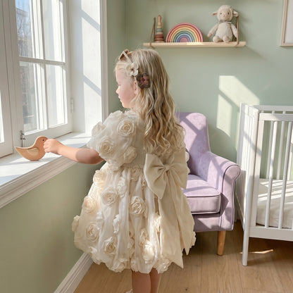 Baby Lilo Floral Big Bow Girls Dress