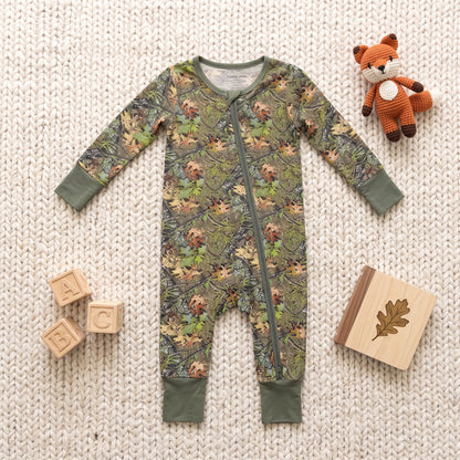 Autumn Forest Baby Zip Romper