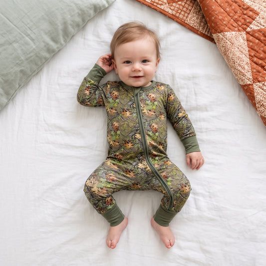 Autumn Forest Baby Zip Romper