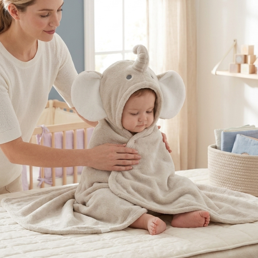 Animal Hooded Baby Bath Poncho