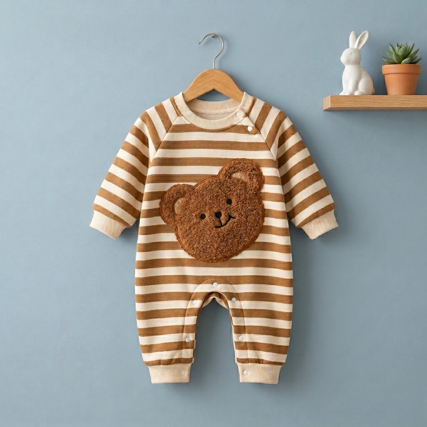 Baby Lilo Bear Stripe Fleece Baby Romper