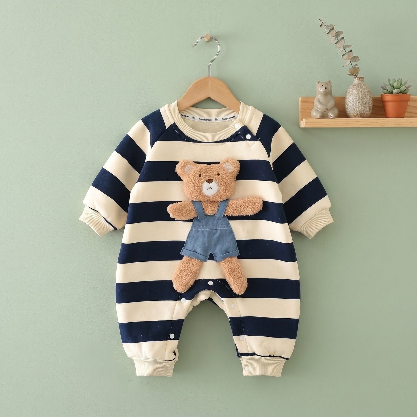 Baby Lilo Bear Stripe Fleece Baby Romper
