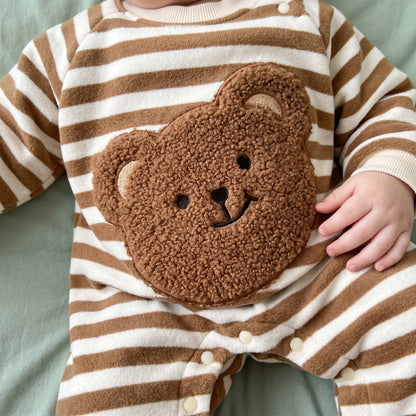 Baby Lilo Bear Stripe Fleece Baby Romper