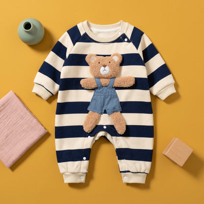 Baby Lilo Bear Stripe Fleece Baby Romper