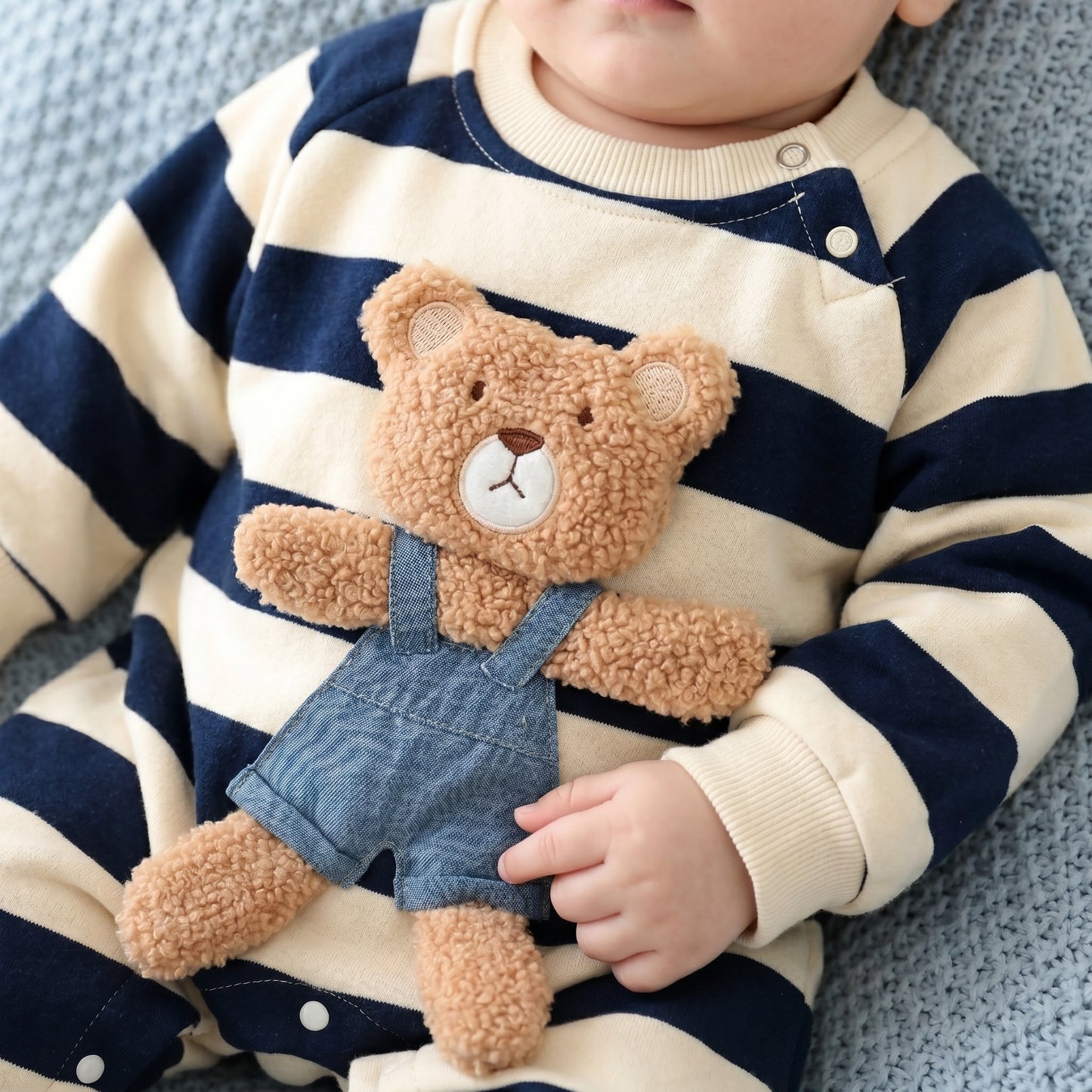 Baby Lilo Bear Stripe Fleece Baby Romper