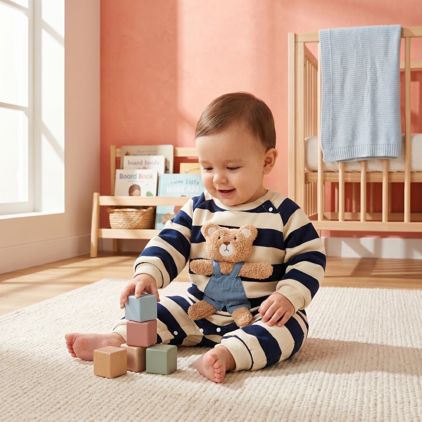 Baby Lilo Bear Stripe Fleece Baby Romper
