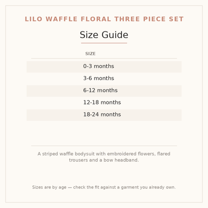 Lilo Waffle Floral Three Piece Set size guide - age