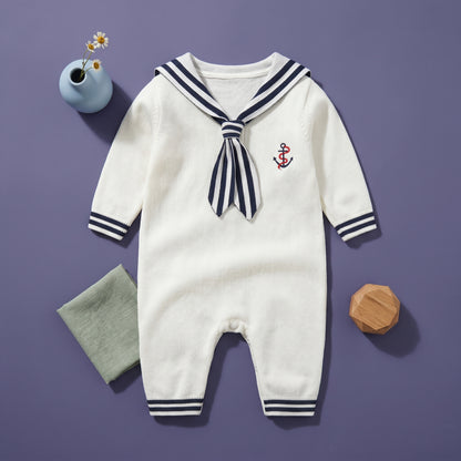 Baby Lilo Sailor Stripe Knit Baby Romper