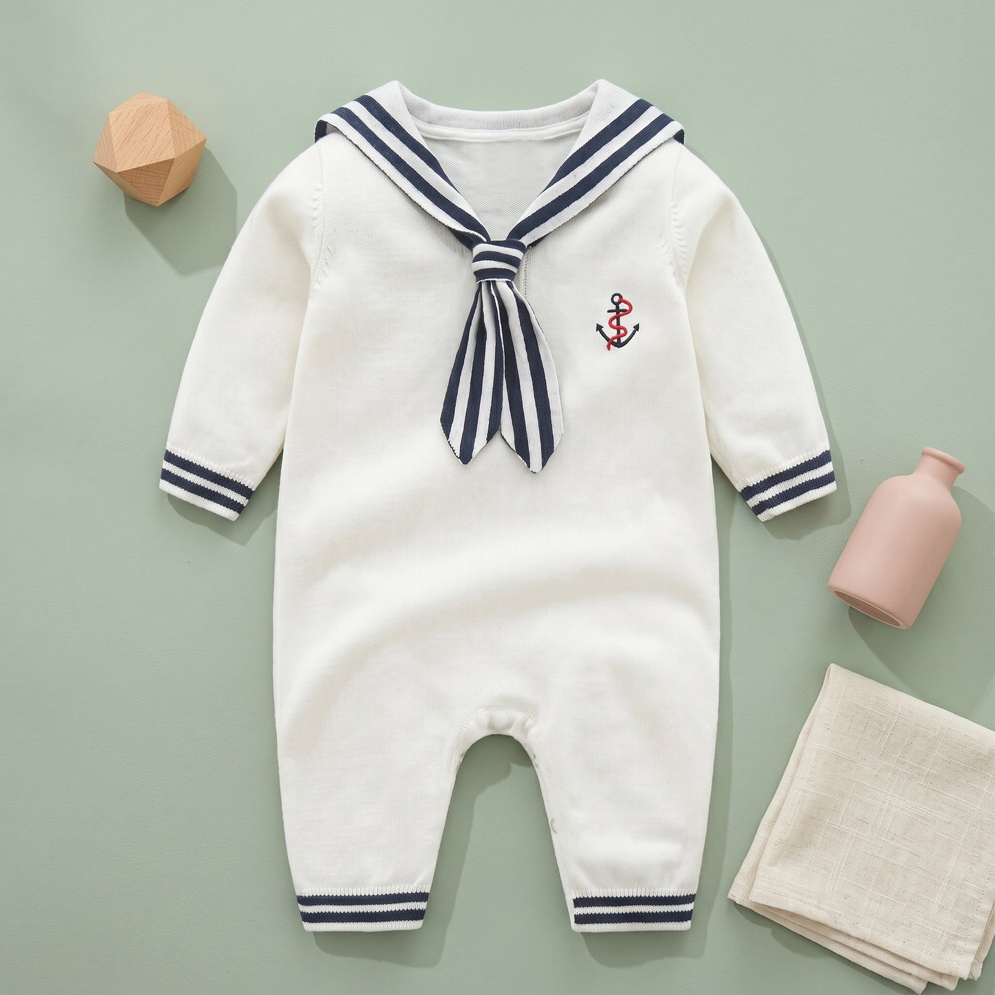 Baby Lilo Sailor Stripe Knit Baby Romper