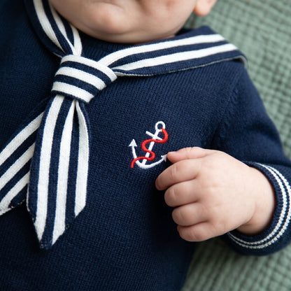 Baby Lilo Sailor Stripe Knit Baby Romper