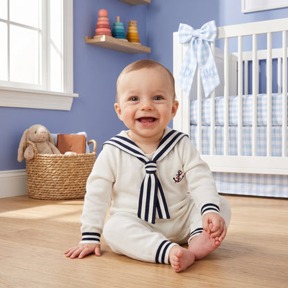 Baby Lilo Sailor Stripe Knit Baby Romper