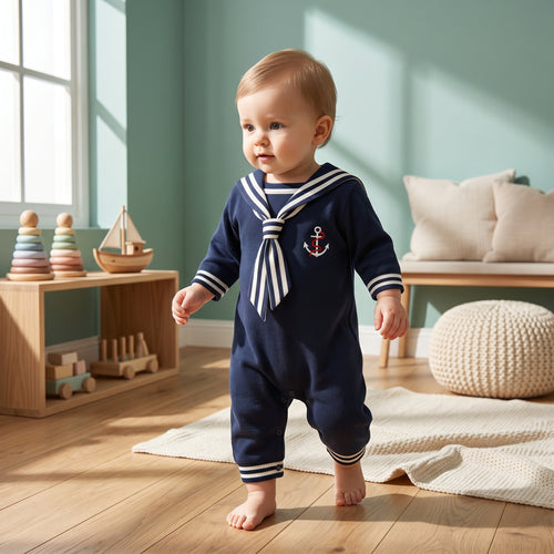 Baby Lilo Sailor Stripe Knit Baby Romper