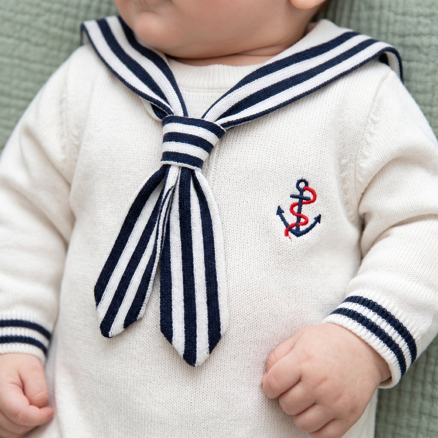Baby Lilo Sailor Stripe Knit Baby Romper