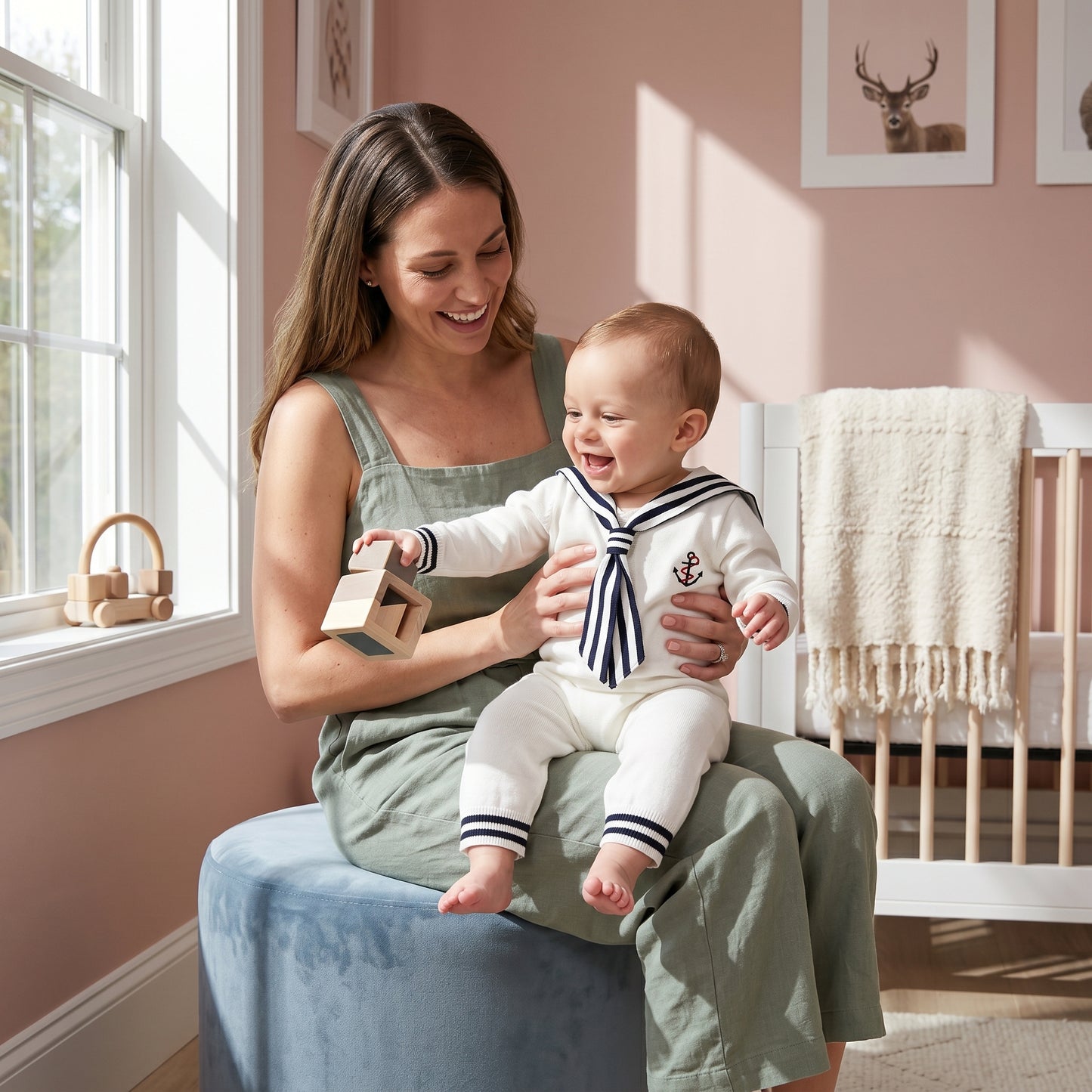 Baby Lilo Sailor Stripe Knit Baby Romper