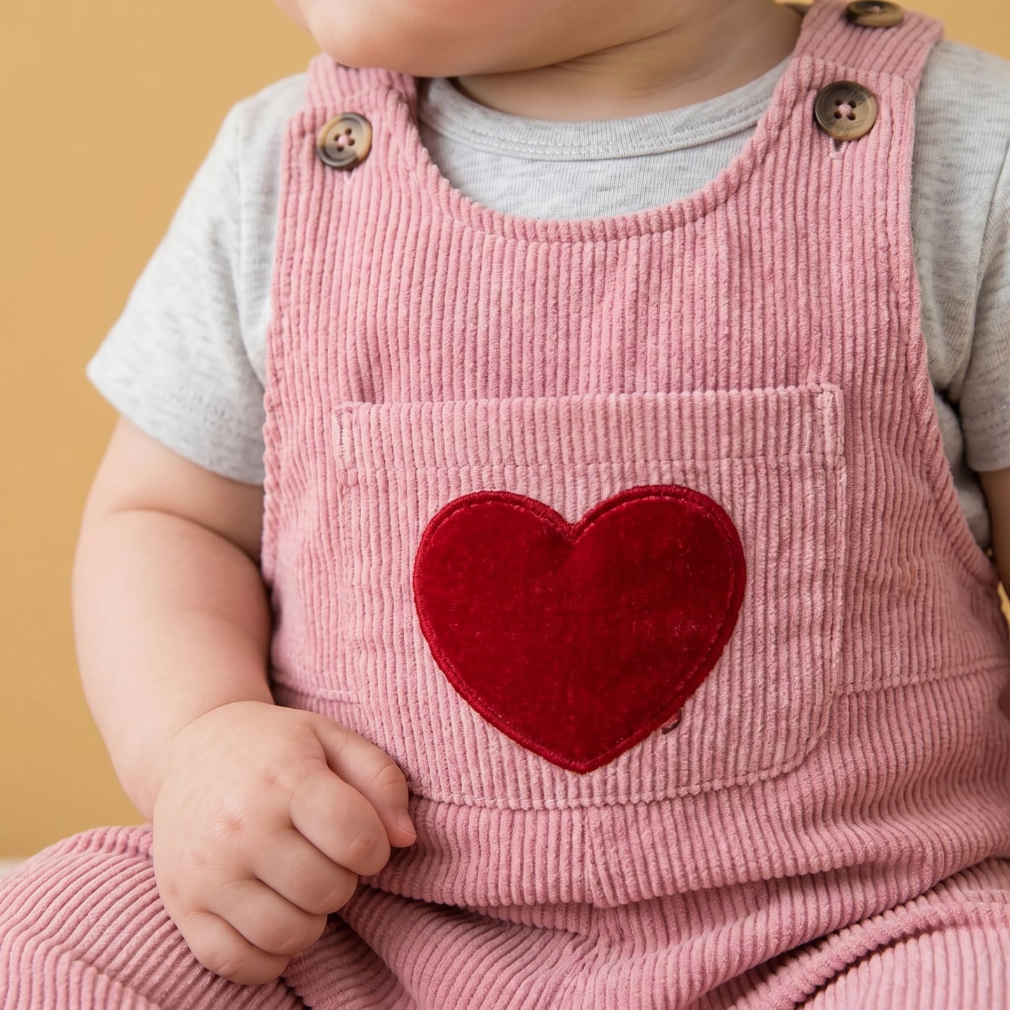 Baby Lilo Heart Print Corduroy Unisex Jumpsuit