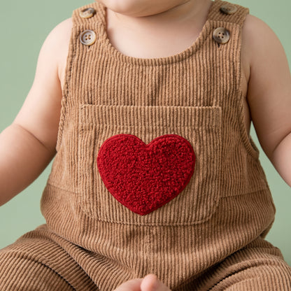 Baby Lilo Heart Print Corduroy Unisex Jumpsuit