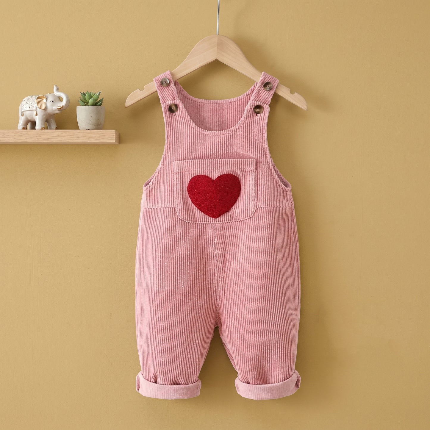 Baby Lilo Heart Print Corduroy Unisex Jumpsuit