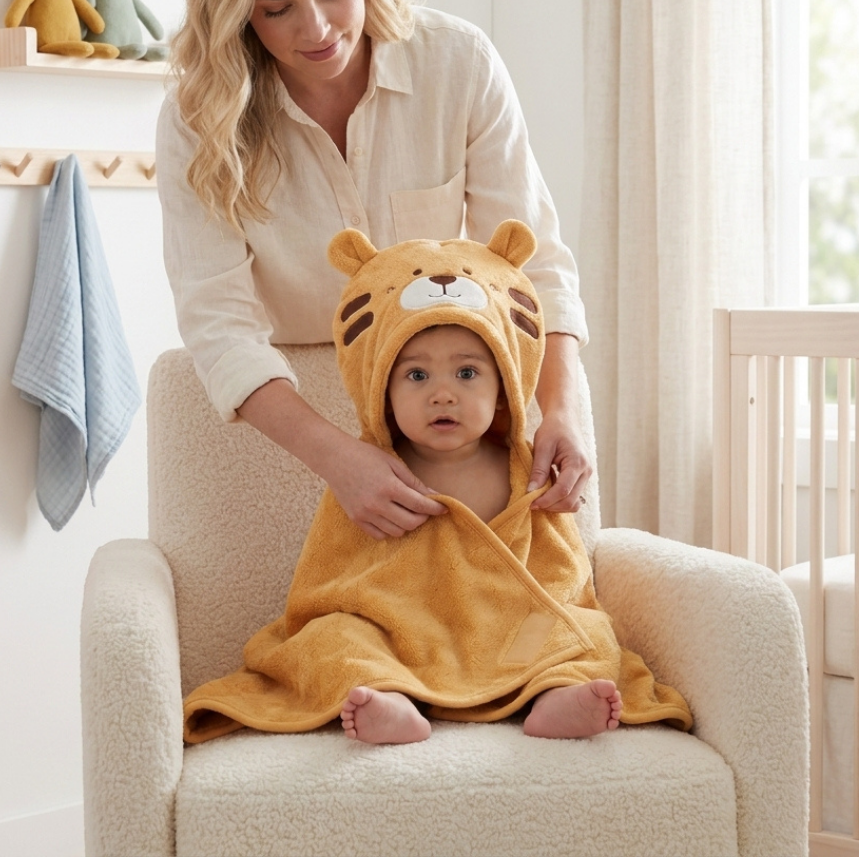 Animal Hooded Baby Bath Poncho