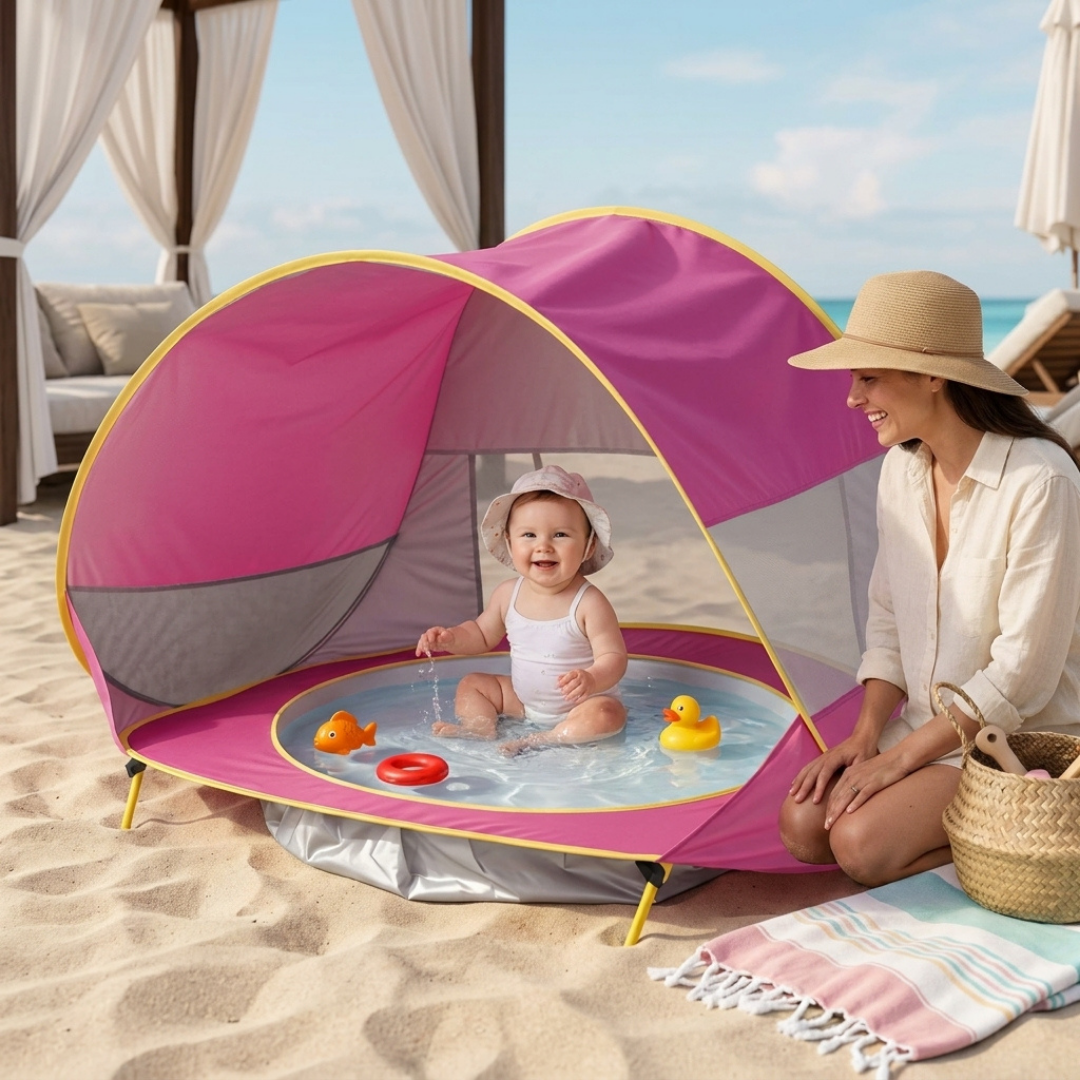 Pop-Up Sun Canopy Tent with Baby Pool