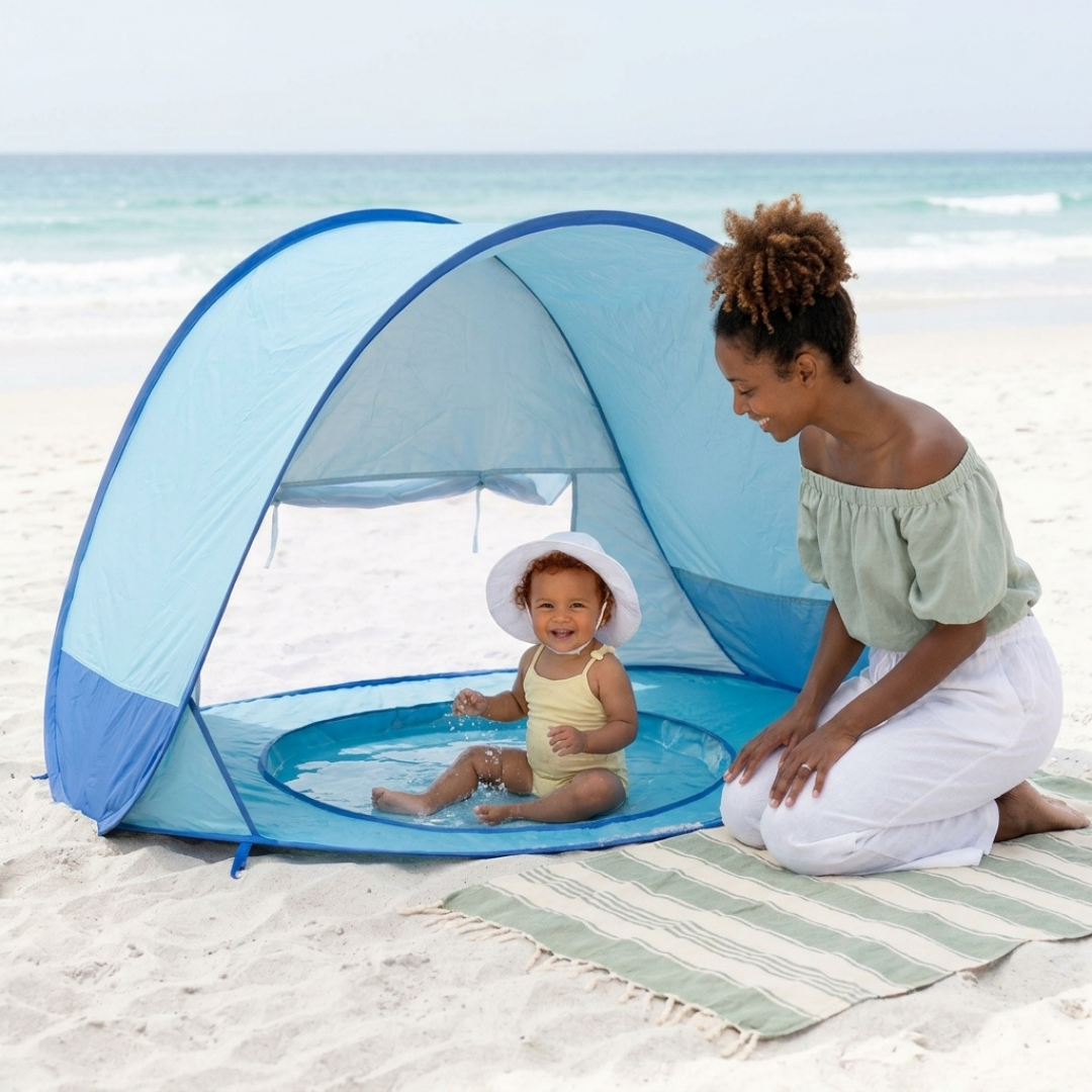Pop-Up Sun Canopy Tent with Baby Pool