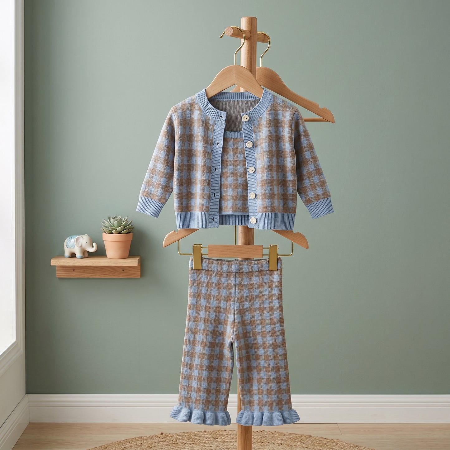 Baby Lilo 3-Piece Checkered Knit Girls Set