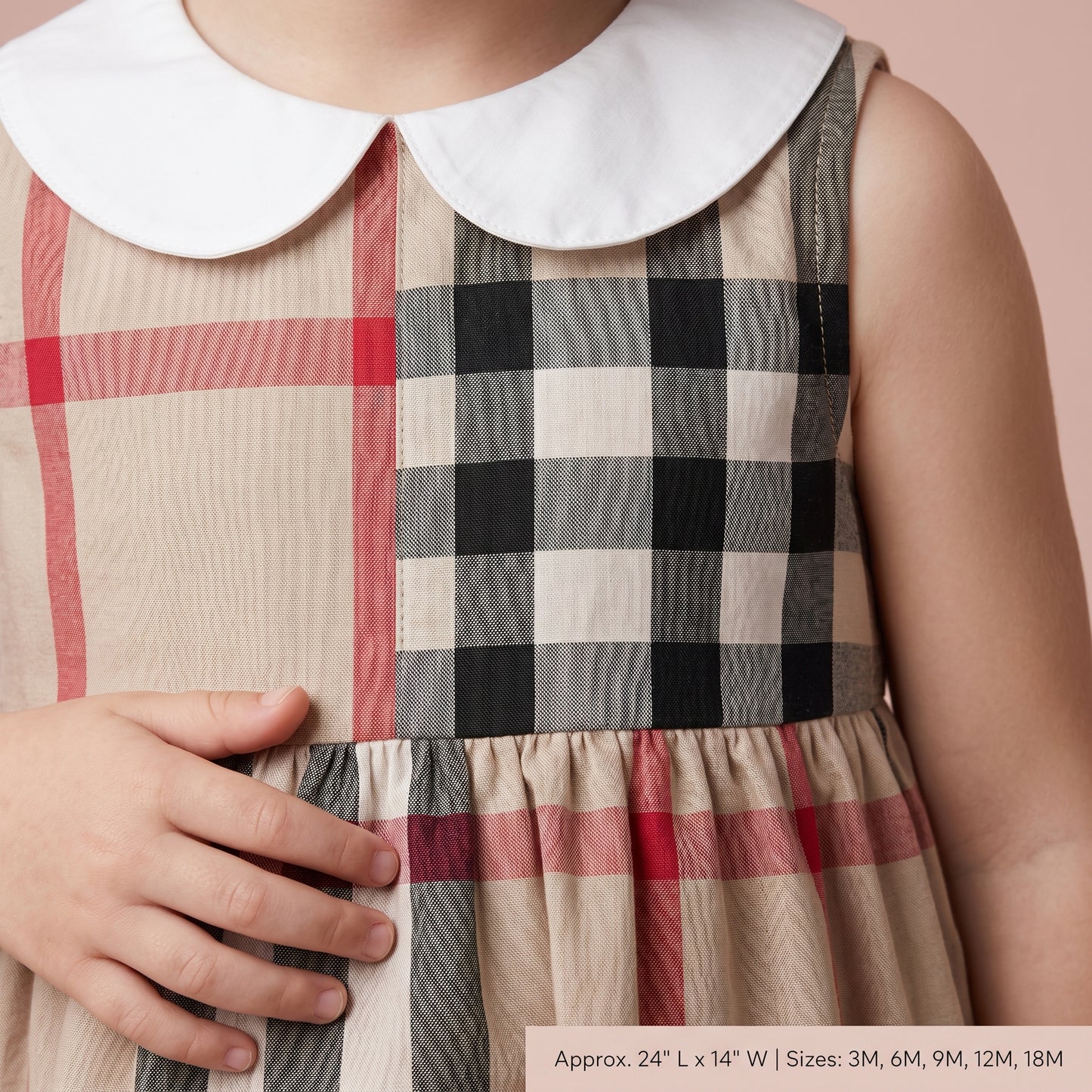 Baby Lilo Beige Plaid Organic Cotton Girls Dress