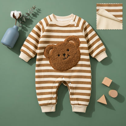 Baby Lilo Bear Print Fleece Lined Baby Romper