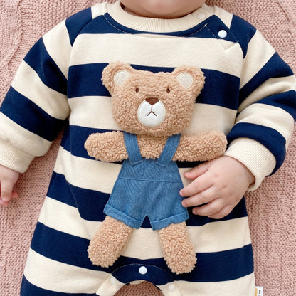 Baby Lilo Bear Print Fleece Lined Baby Romper