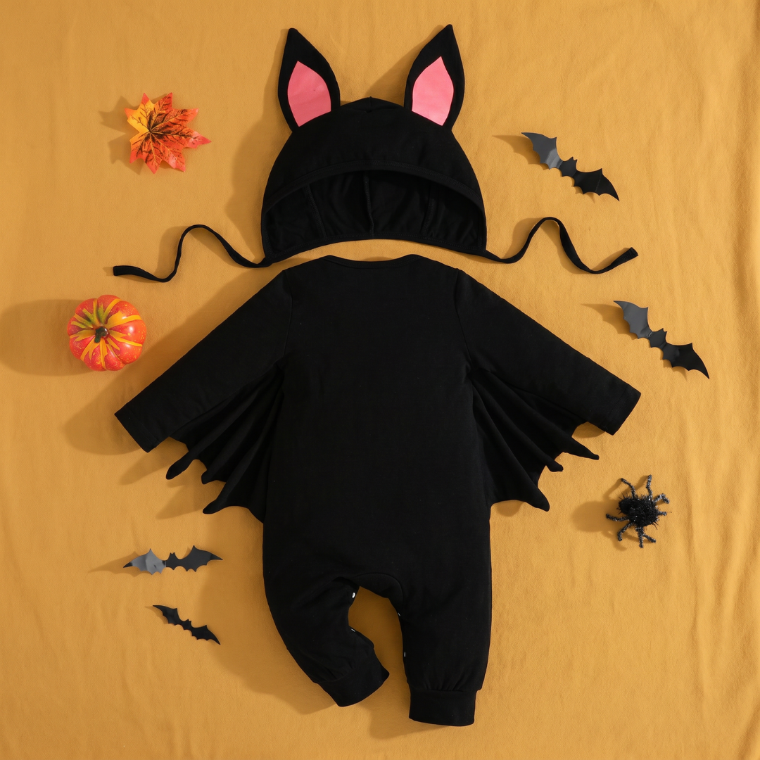 Halloween Skeleton Bat Baby Onesie with Hat