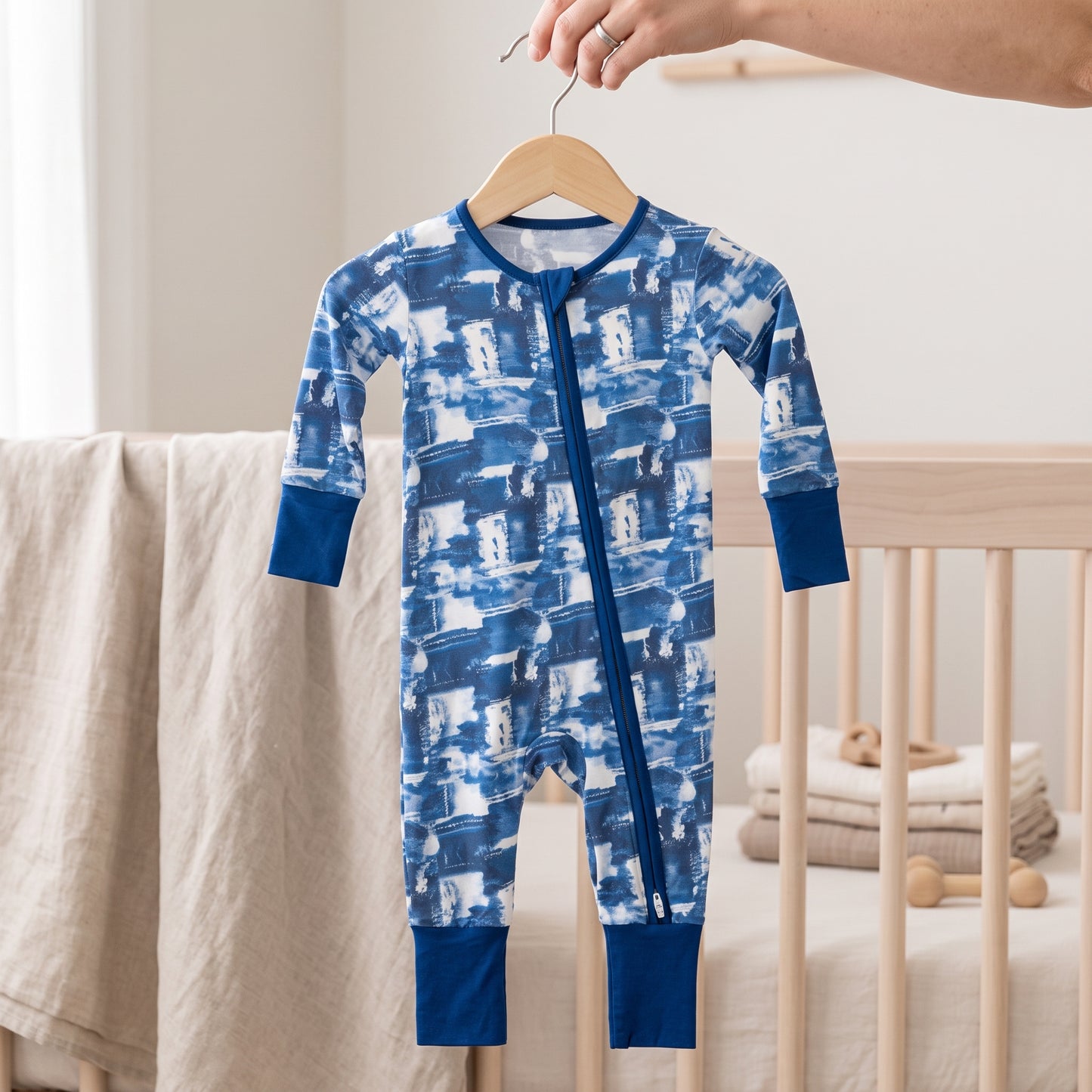 Blue Oil Pastel Baby Zip Romper