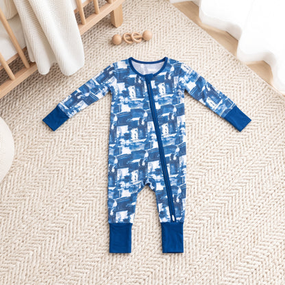 Blue Oil Pastel Baby Zip Romper